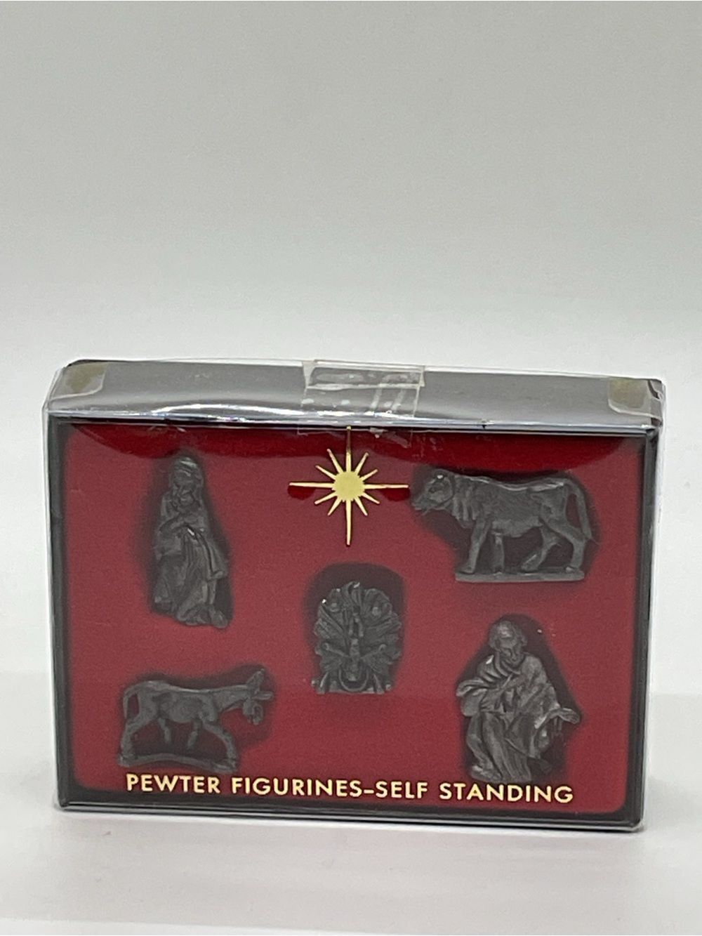 Pewter Nativity Figurine Set - Red